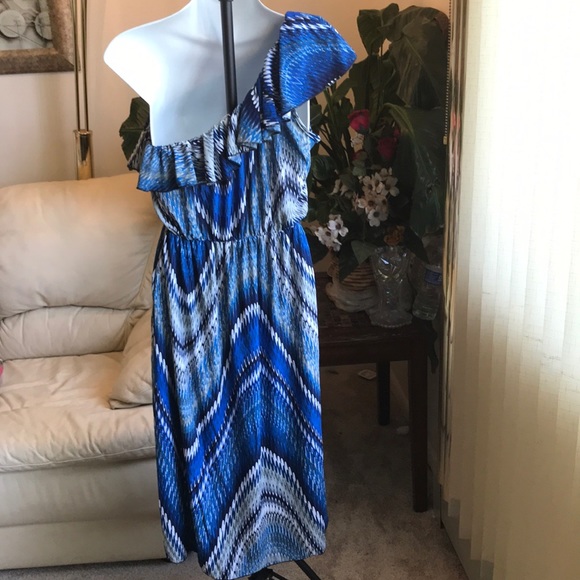 Wavy Pattern One Sleeve / Strap summer Dress - Picture 5 of 5